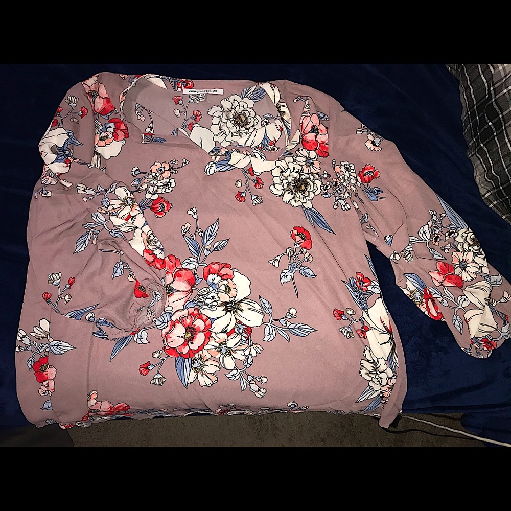 Collective Concepts floral quarter sleeve top